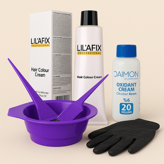 LIL’AFIX Profesyonel Saç Boya Seti 9/0 Sarı %6 (20 Vol) Oksidan Krem, Karıştırma Kabı & Fırça